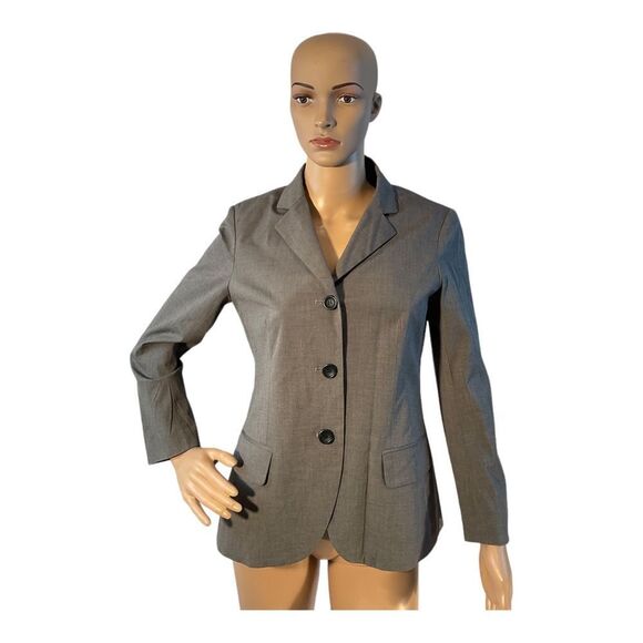 Theory Womens olive green cotton blend three  buttons blazer jacket Size 8 - Picture 1 of 14